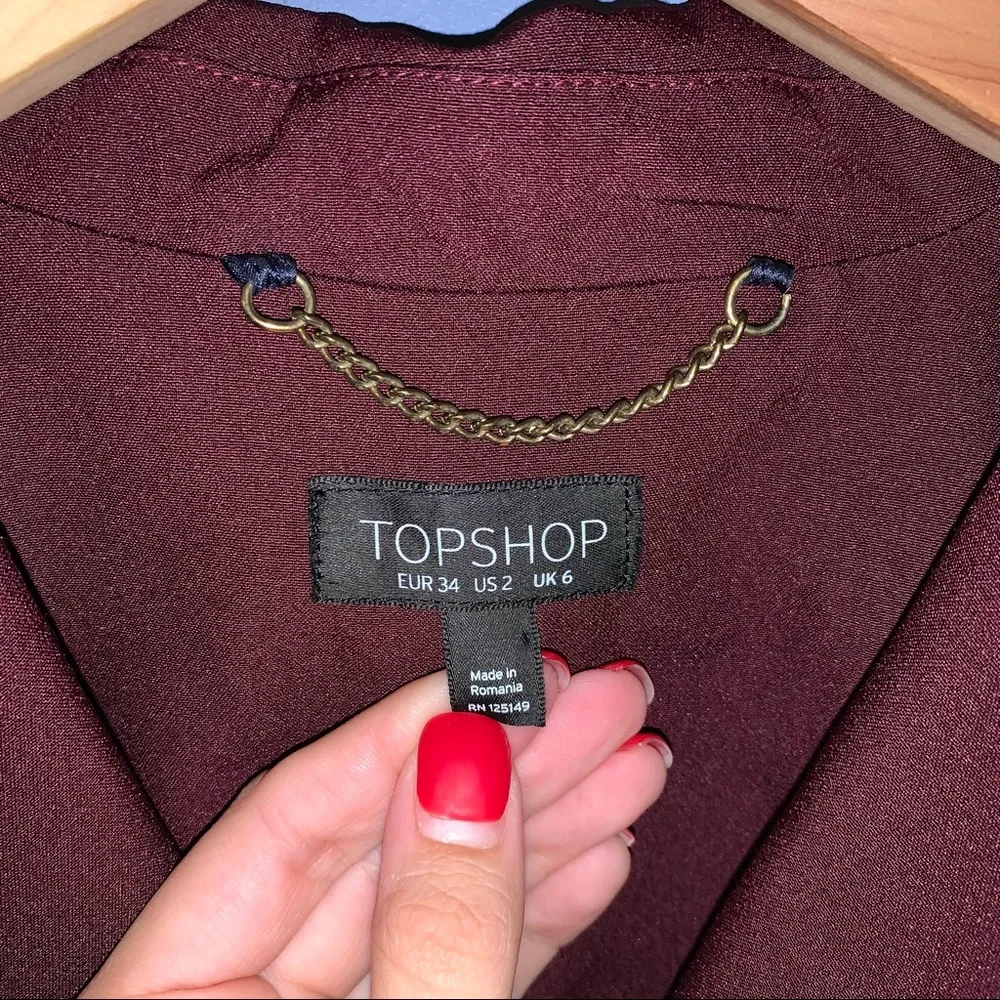 Topshop Sleeveless Double-Breasted Long Vest in Plum - Picture 3 of 7